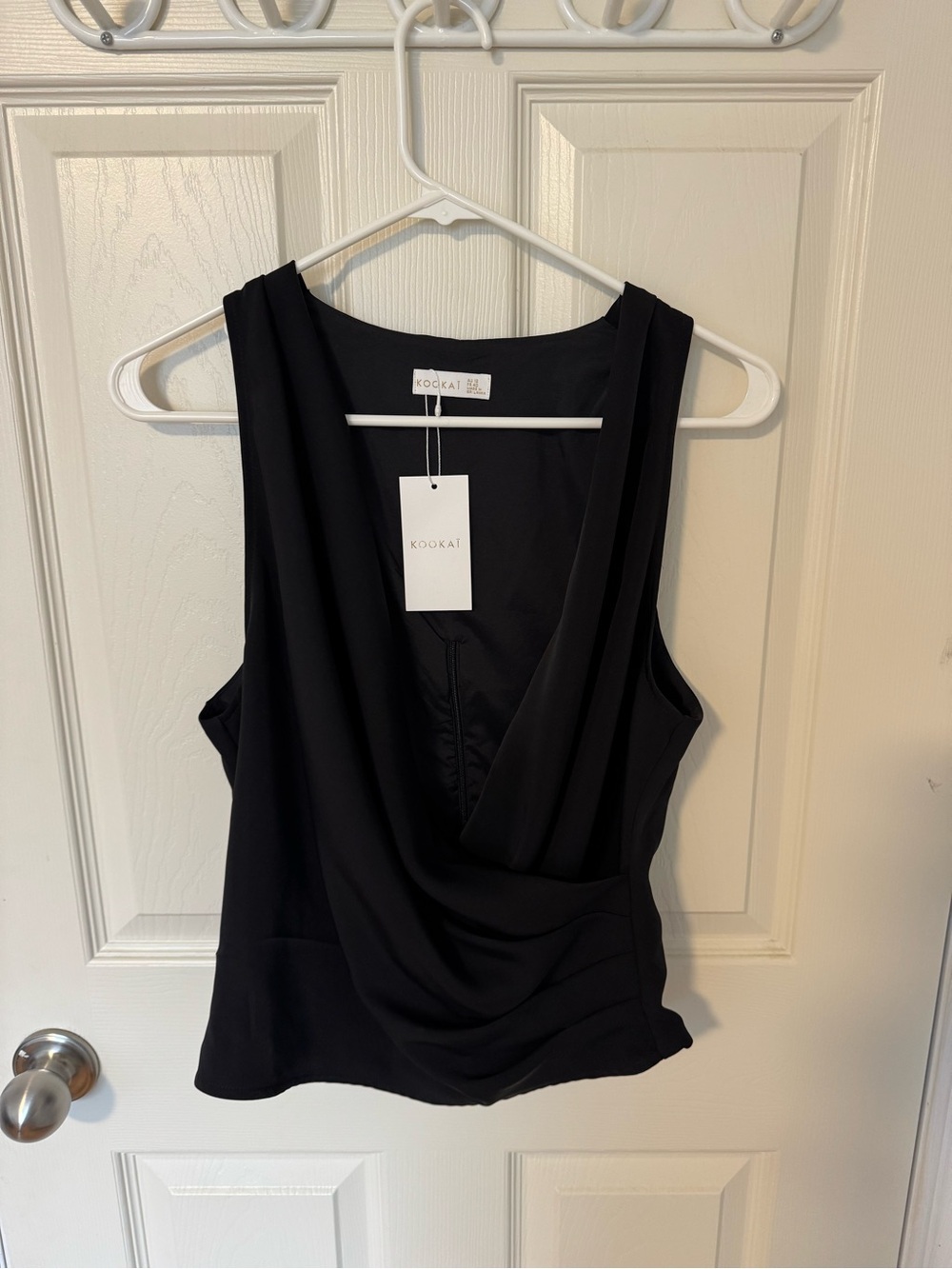 Kookai Black Draped V-Neck Camisole